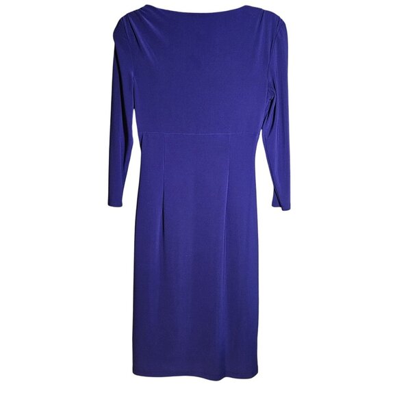Ralph Lauren Purple Draped Jersey Long Sleeve Cocktail Dress Size 2 - Picture 2 of 14